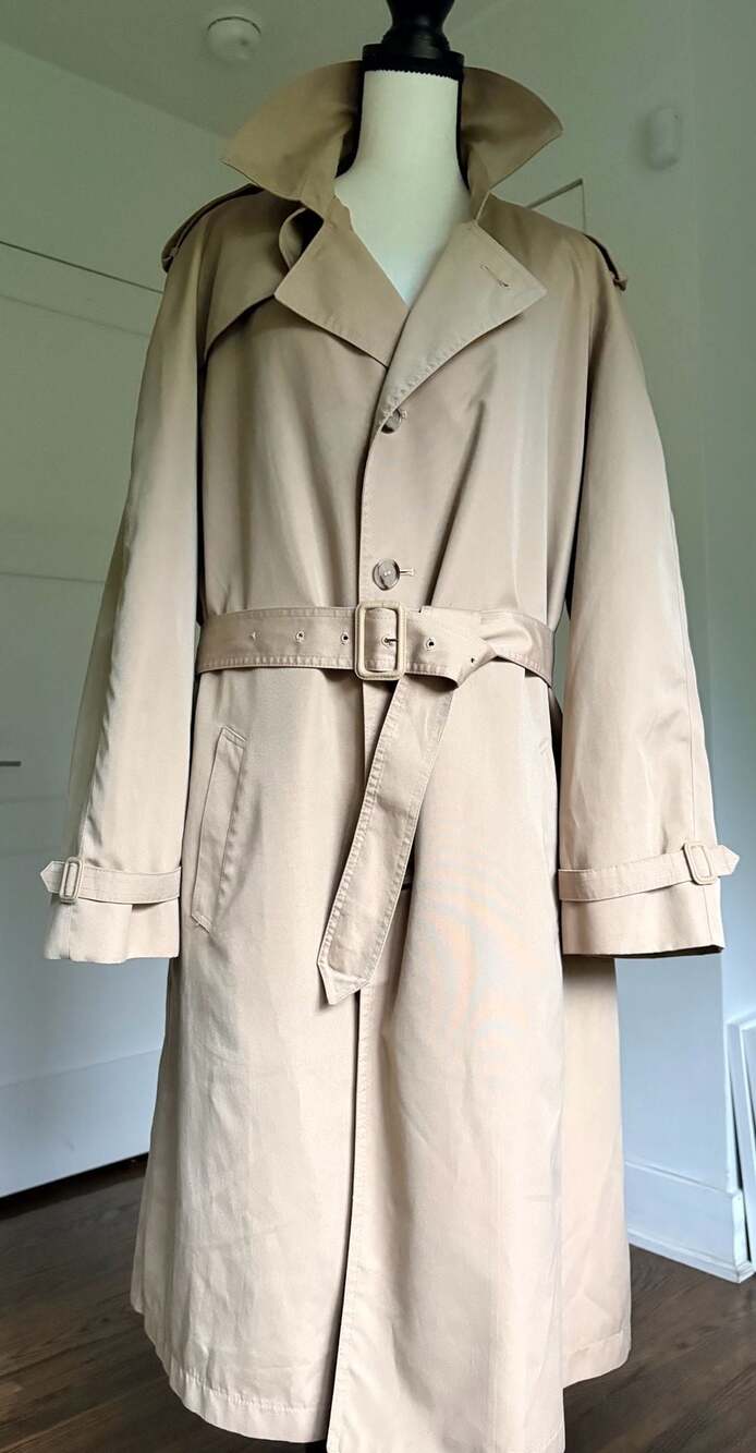 Vintage Misty Harbor Tan Trench Coat Removable Wool Plaid Liner Size 42 Long/XL